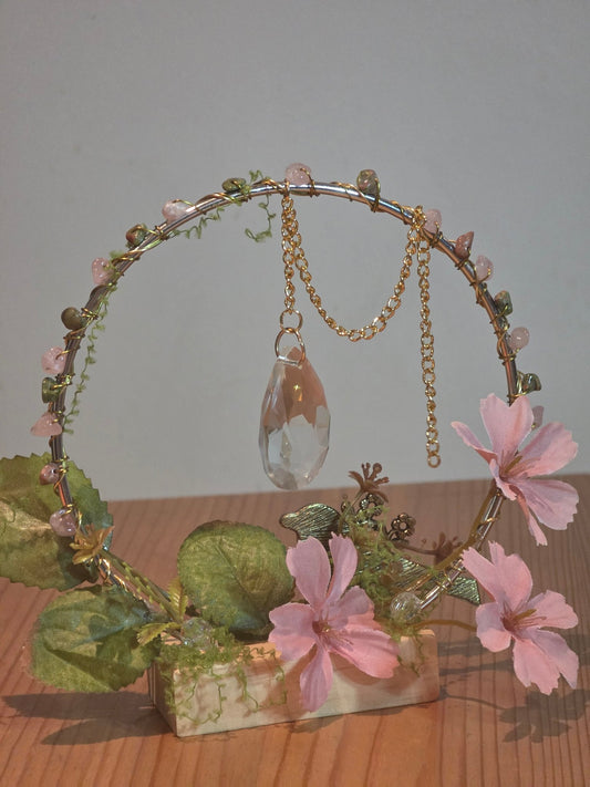 Amongst the Ivy | Rose Quartz & Unakite | Crystal Suncatcher - Halo Blooms Collective