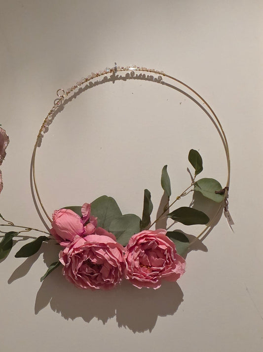Peony Dawn | Rose Quartz, Moonstone & Clear Quartz | Crystal Suncatcher - Halo Blooms Collective